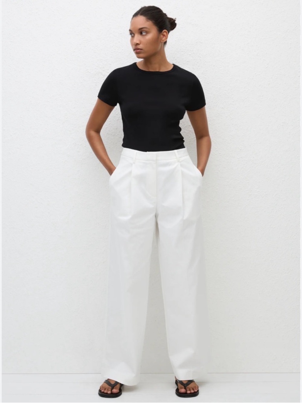 Matteau White Wide-Leg High-Waist Summer Chino Pants size 6